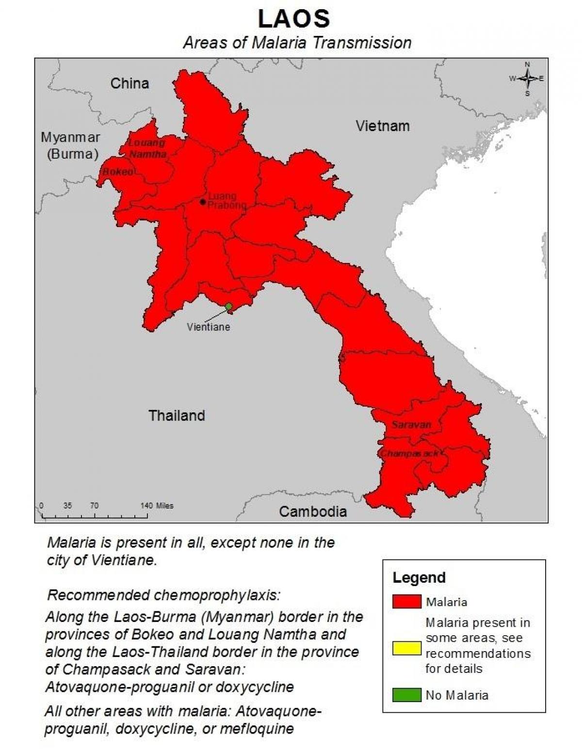 Mapa de laos la malària 