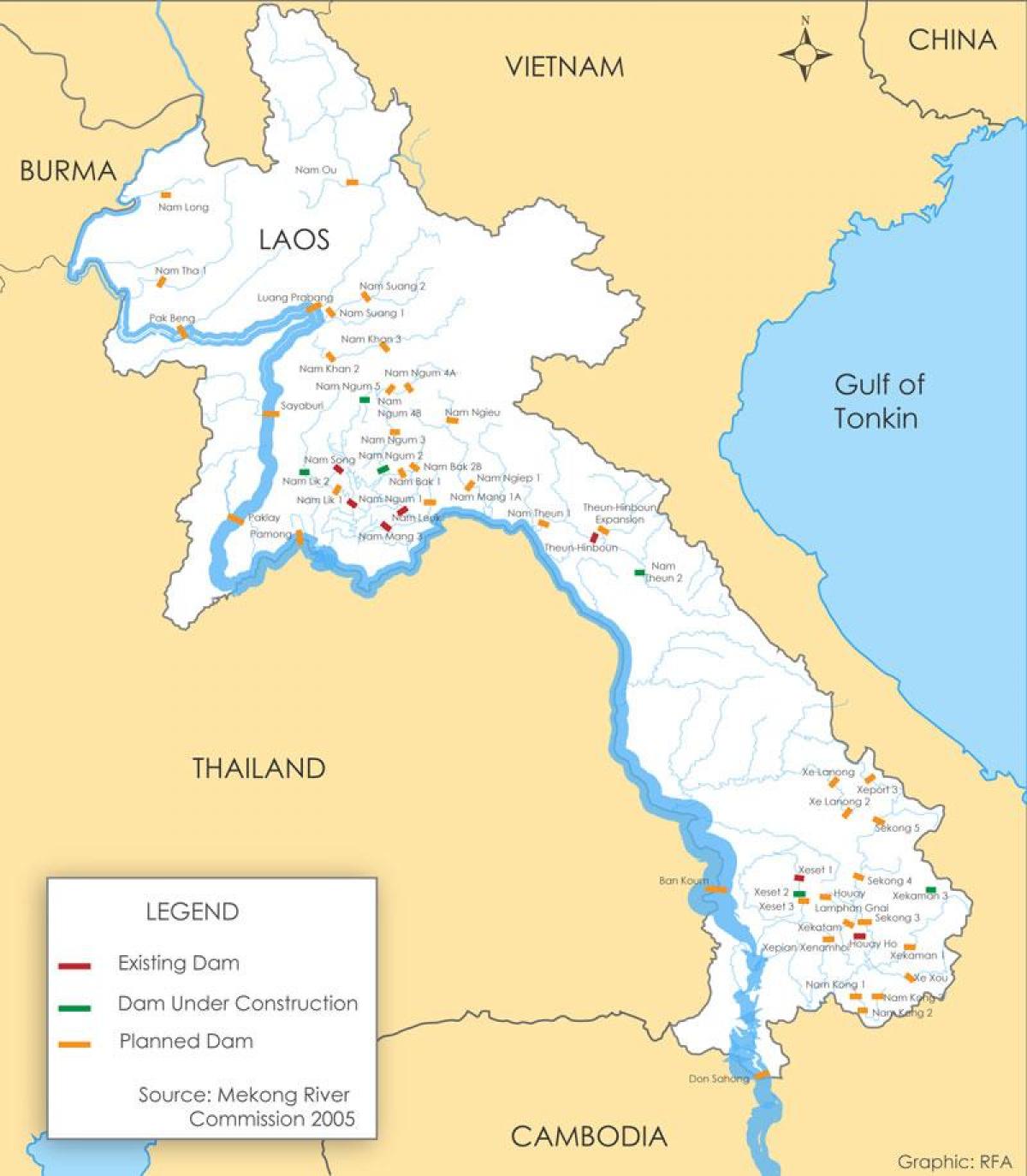 Mapa de laos riu