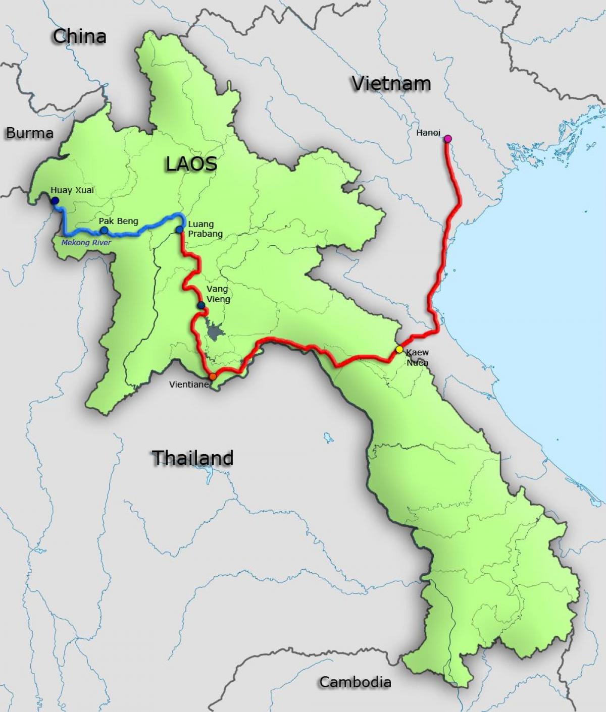riu mekong a laos mapa