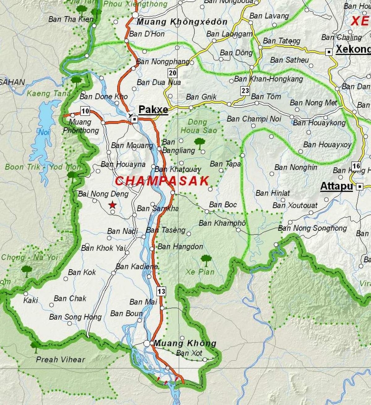 Mapa de champasak laos