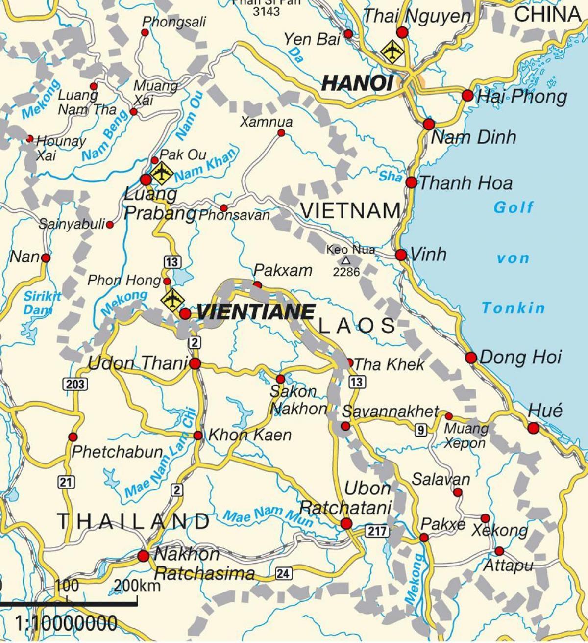 aeroports a laos mapa