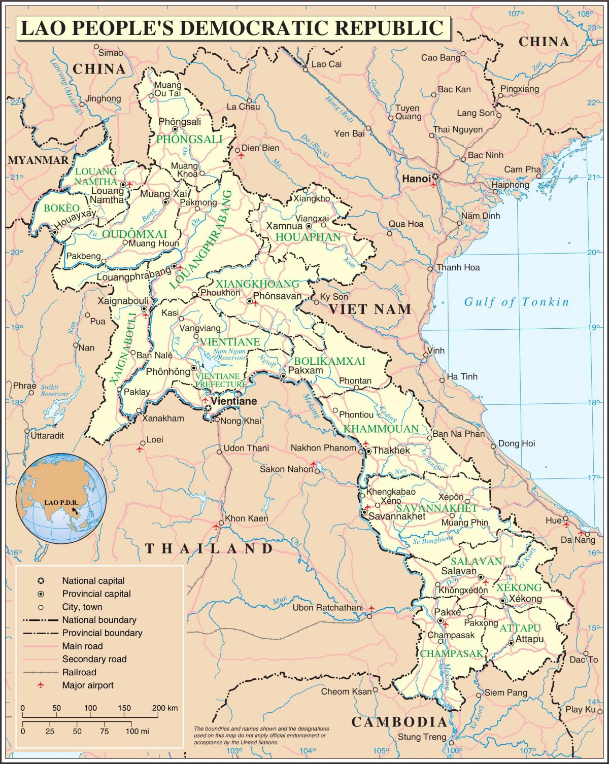 Mapa de laos carretera