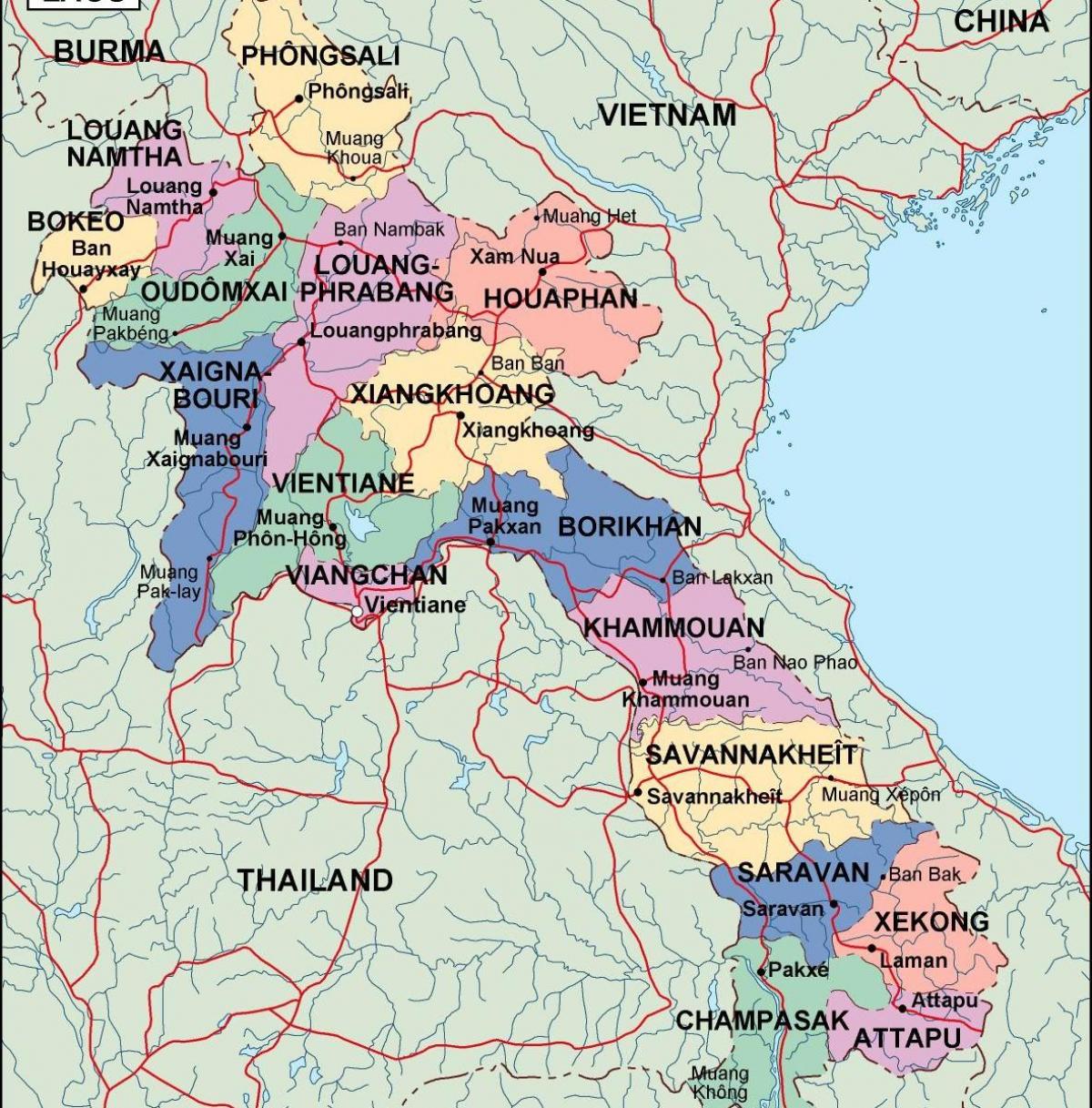 laos mapa polític