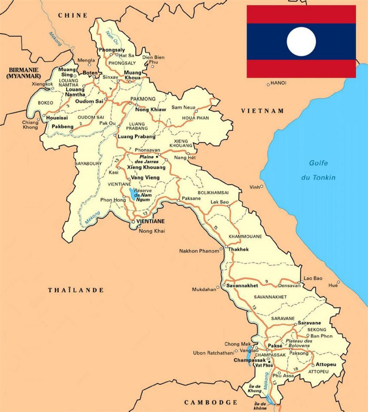 mapa detallat de laos