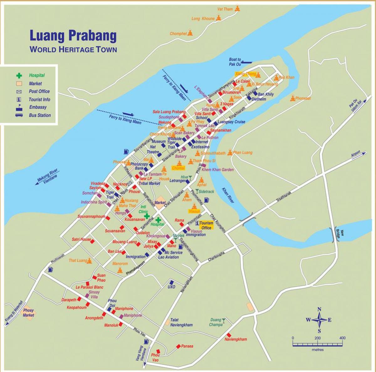 Mapa de luang prabang laos 