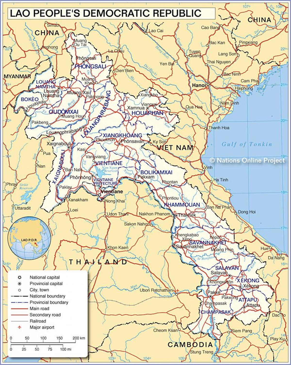 Mapa de laos i països de l'entorn