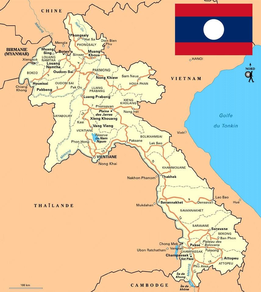 Mapa del sud de laos