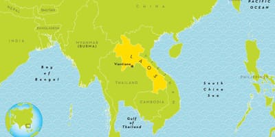 Laos ubicació en el mapa del món