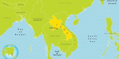 Laos ubicació en el mapa del món