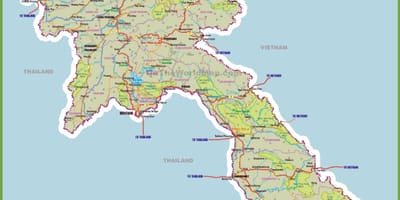 Laos atraccions turístiques mapa